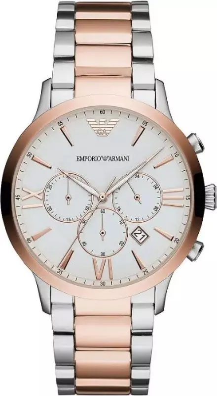 Silver and Bronze Steel Chronograph Watch