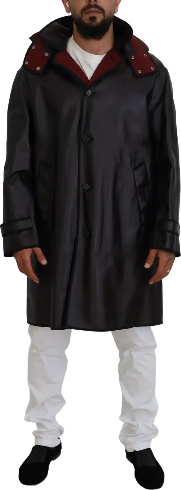 Black Trench Hooded Parka Cotton Jacket