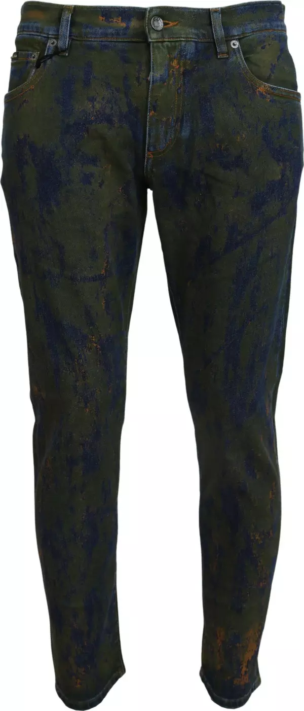 Blue Green Skinny Cotton Denim Jeans