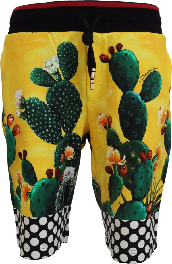 Multicolor Cactus Print Cotton Sweat Shorts