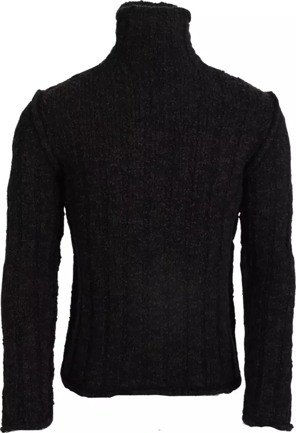 Brown Wool Knit Turtleneck Pullover Sweater