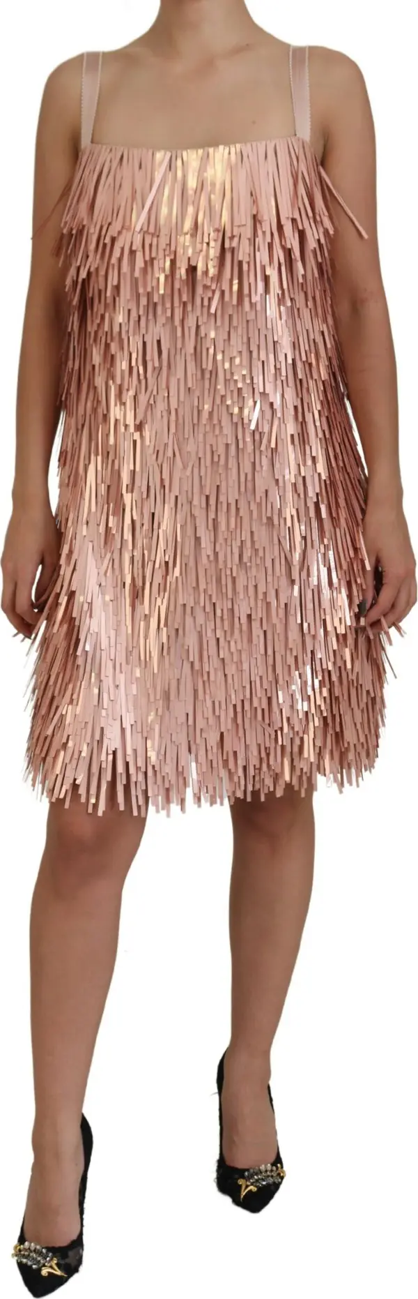 Pink Tinsel Sleeveless Shift A-line Dress