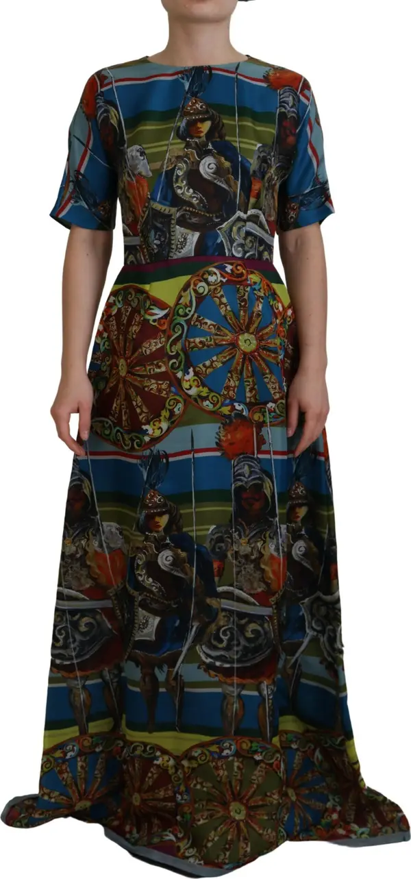 Multicolor Sicily Silk A-line Long Gown Dress
