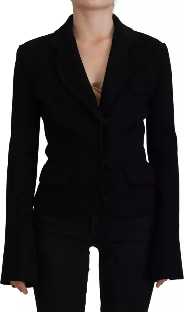 Black Button Cardigan Blazer Viscose Jacket