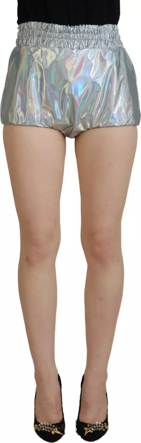 Silver Holographic High Waist Hot Pants Shorts