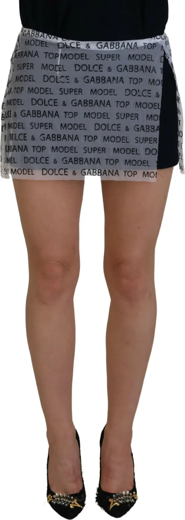 White Logo See Through A-line Mini Skirt