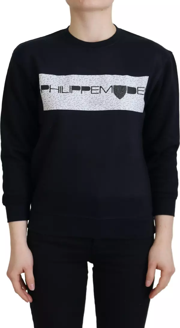 Black Printed Long Sleeves Pullover Sweater