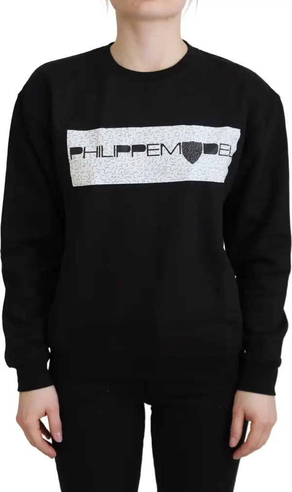 Black Printed Long Sleeves Pullover Sweater
