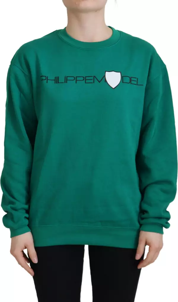 Green Printed Long Sleeves Pullover Sweater