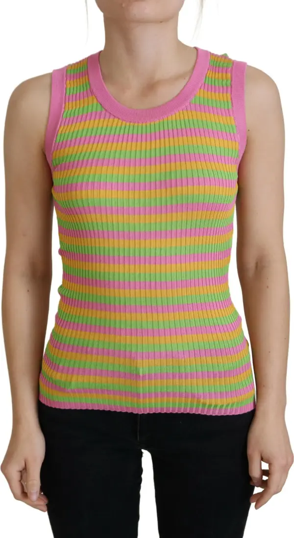 Multicolor Silk Vest Pullover Tank Top