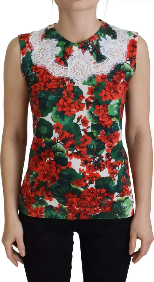 White Floral Wool Lace Vest Tank Top