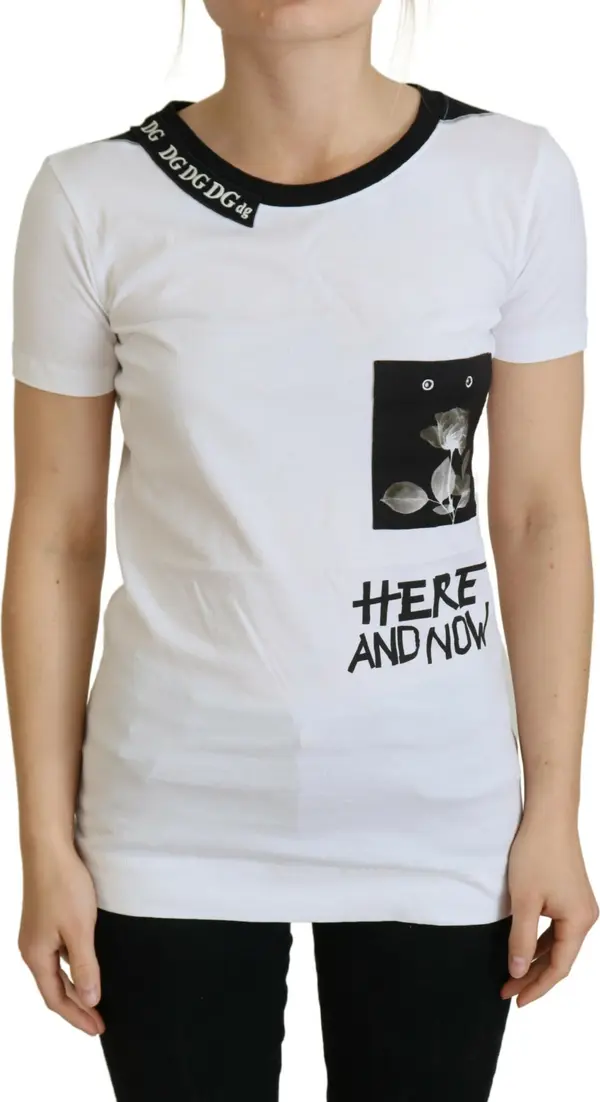 White Cotton T-shirt Crewneck T-shirt