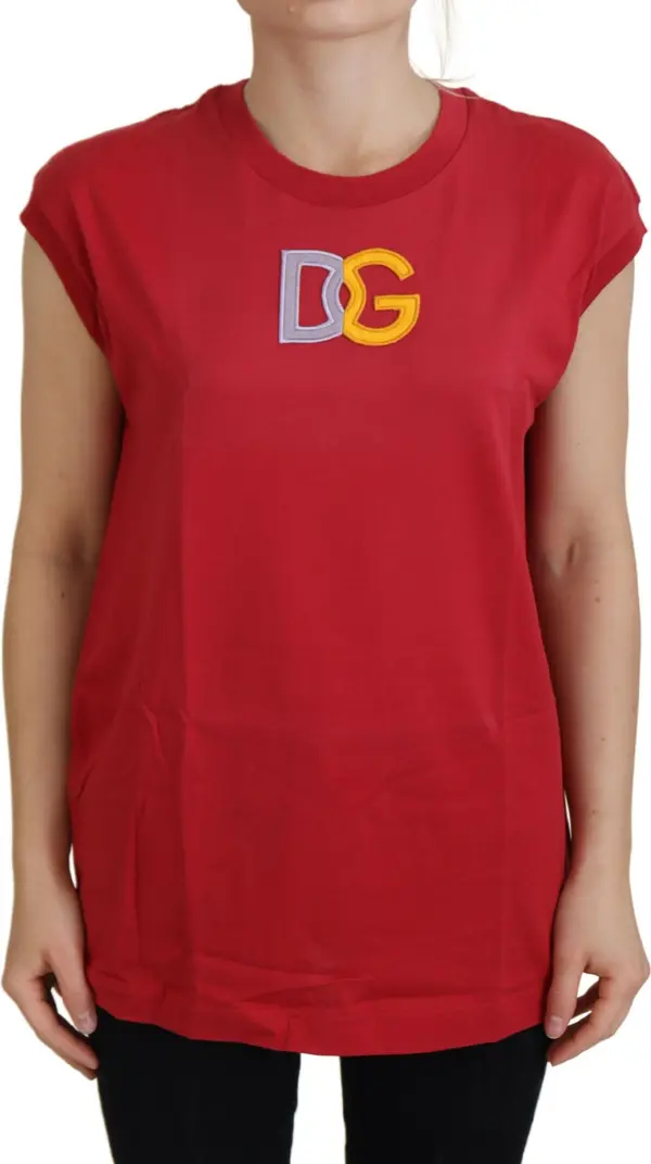 Red Cotton DG Logo Tank Top T-shirt