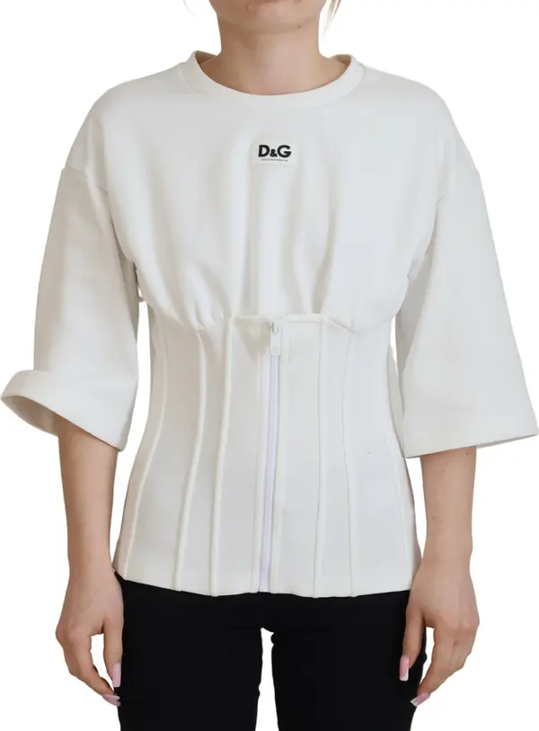 White Corset Stretch Cotton Top T-shirt