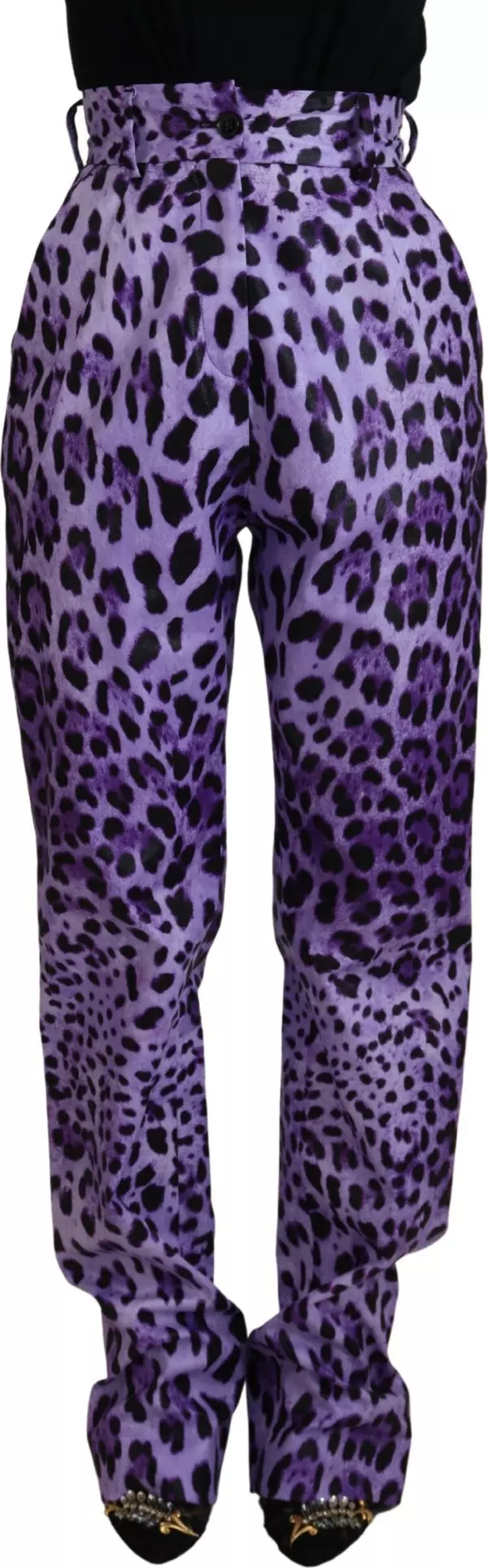 Purple Leopard Print High Waist Pants