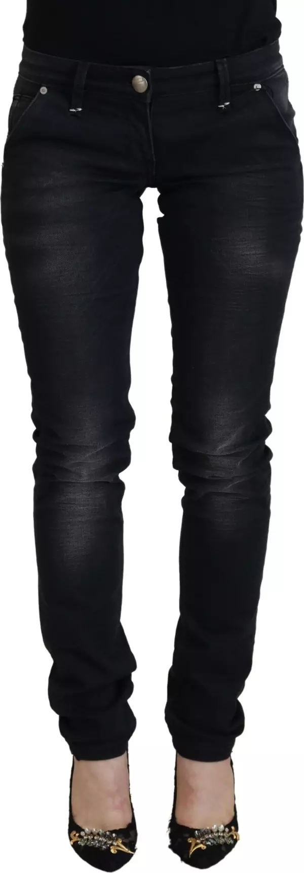 Black Washed Cotton Skinny Women Casual Denim Jeans