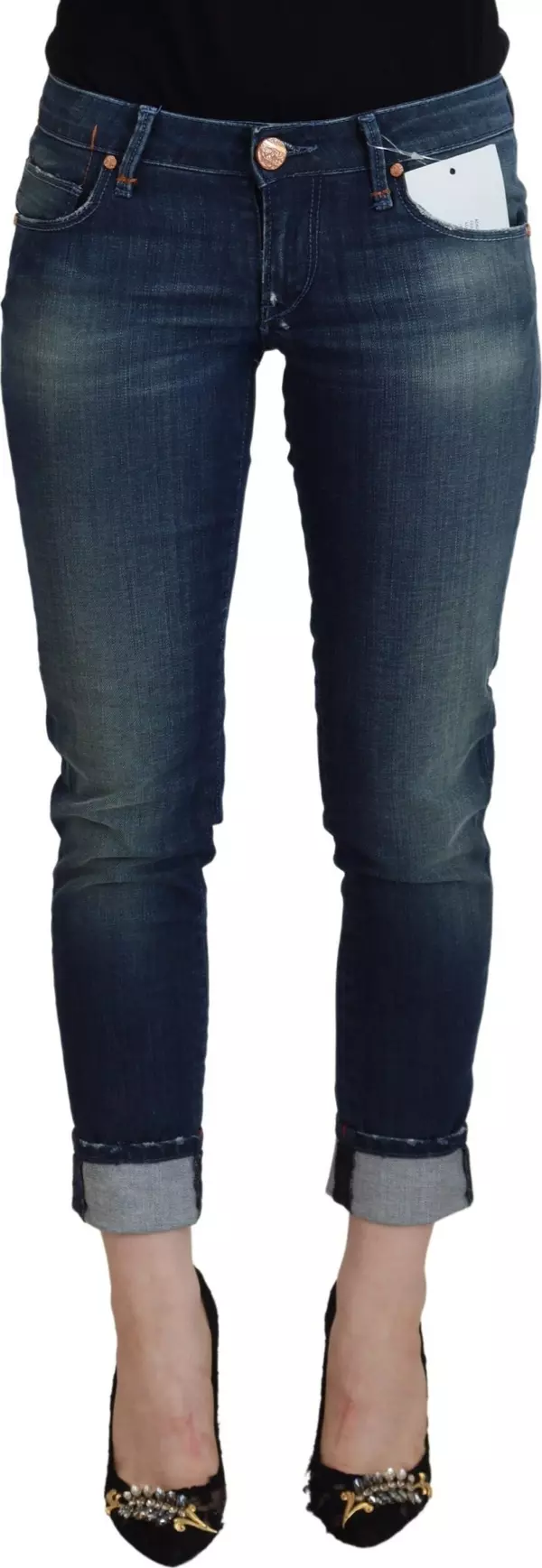 Blue Cotton Slim Fit Women Casual Denim Jeans