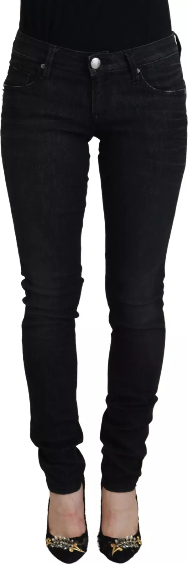 Black Cotton Slim Fit Women Casual Denim Jeans