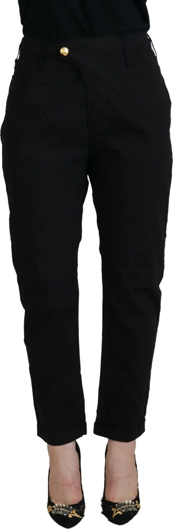 Black Cotton Baggy High Waist Women Pants