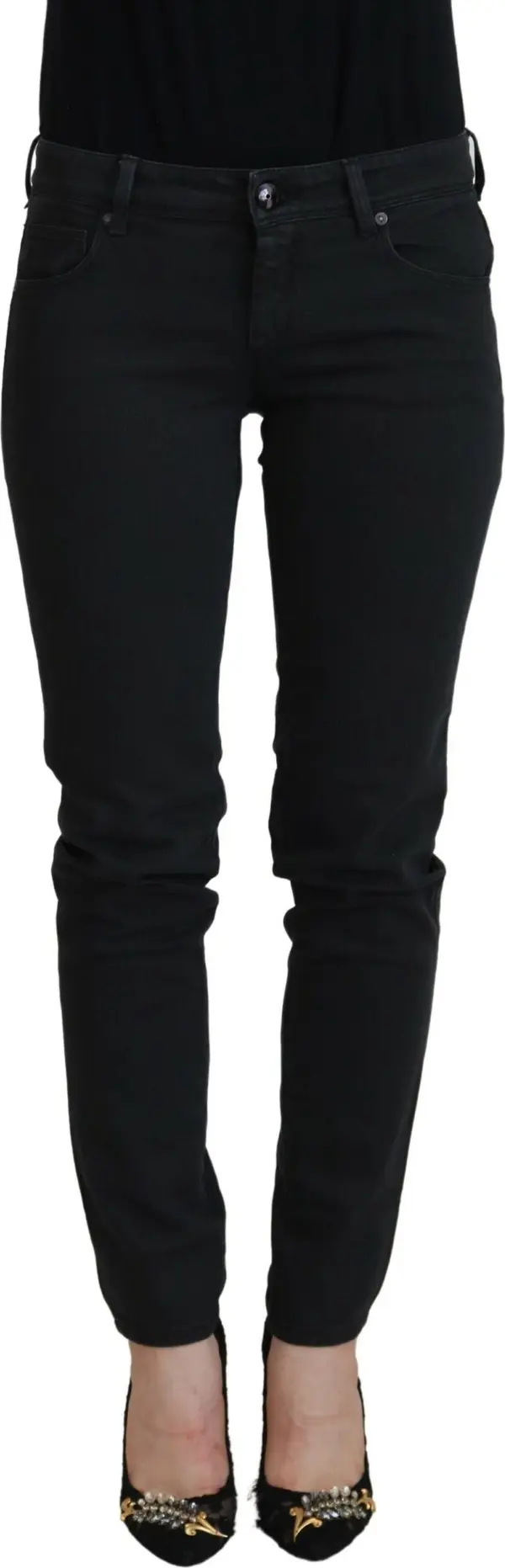 Black Cotton Slim Fit Women Denim Jeans