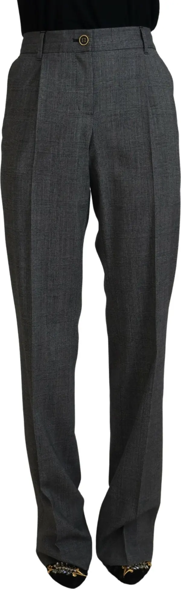 Gray High Waist Women Wool Pants