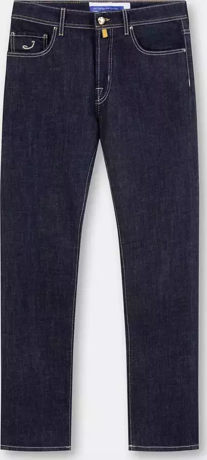 Blue Cotton Men Jeans with Straight Leg Cut