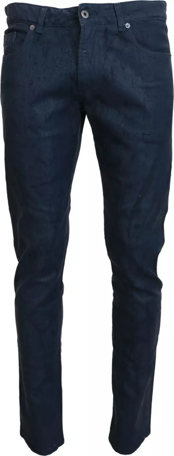Blue Cotton Tapered Slim Fit Men Casual Denim Jeans