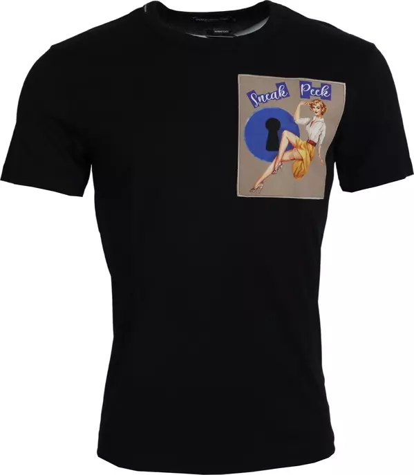 Black Sneak Peek Cotton Short Sleeve T-shirt