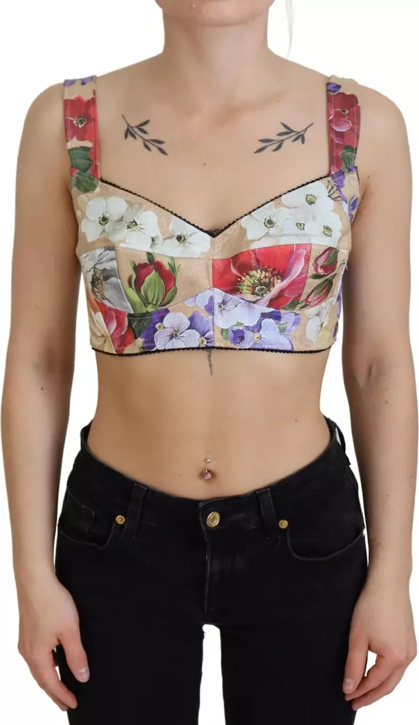 Multicolor Floral Cropped Bustier Corset Top
