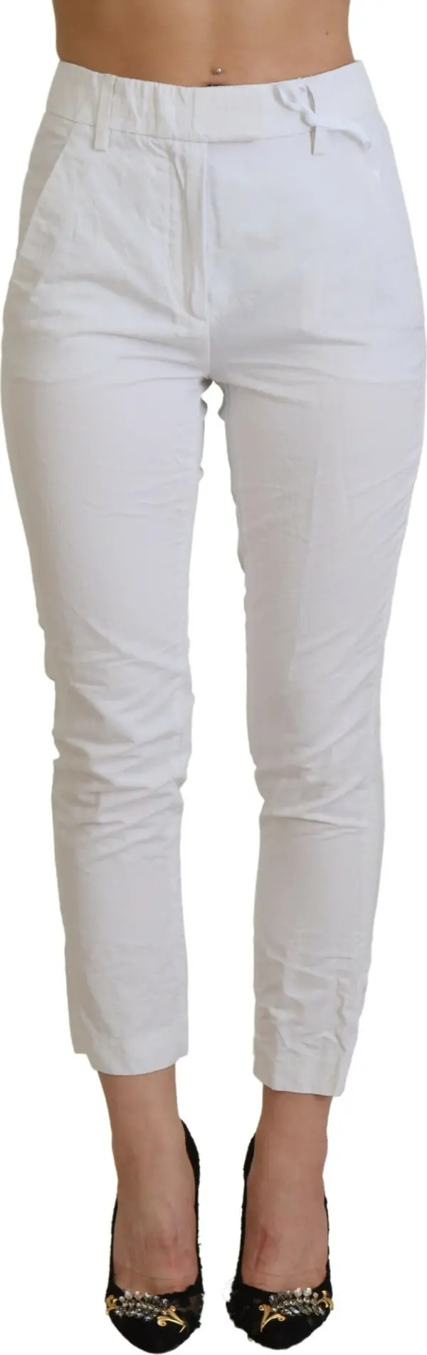 White High Waist Tapered Women Pants