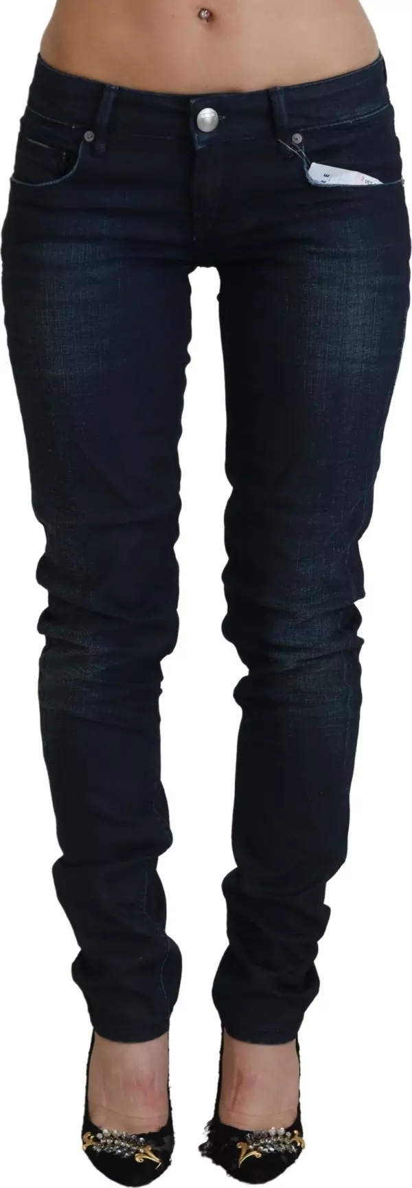 Blue Low Waist Slim Fit Women Denim Jeans