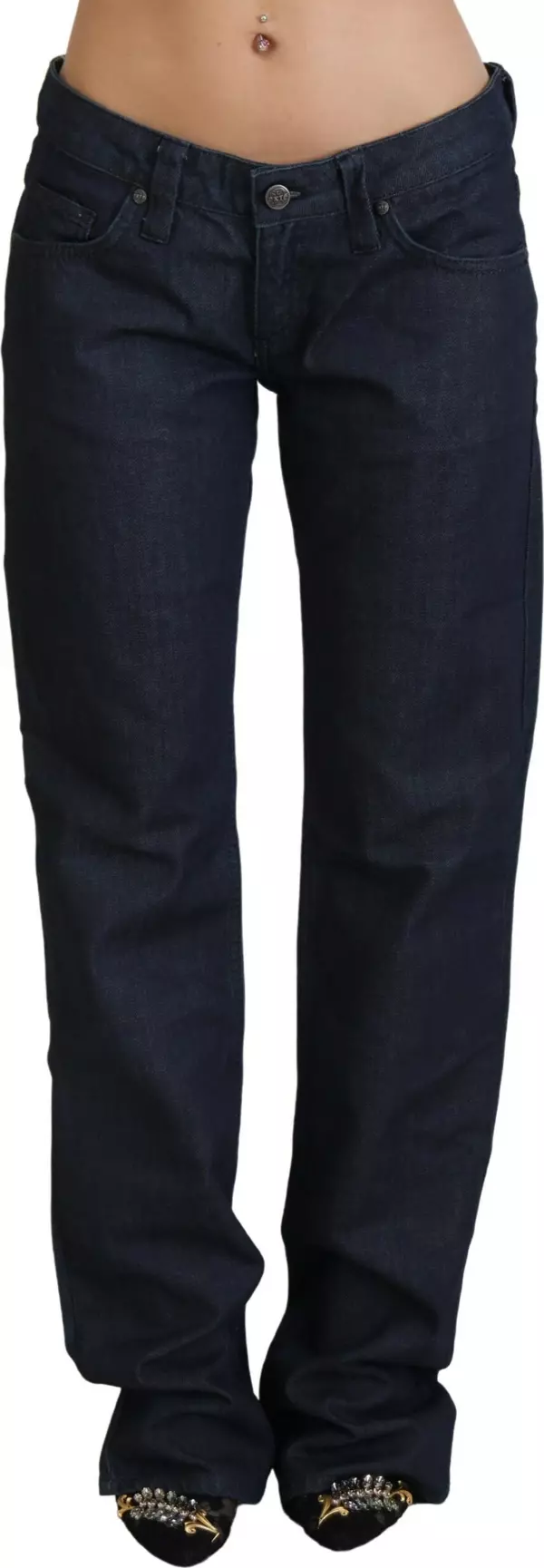 Dark Blue Low Waist Straight Fit Women Denim Jeans