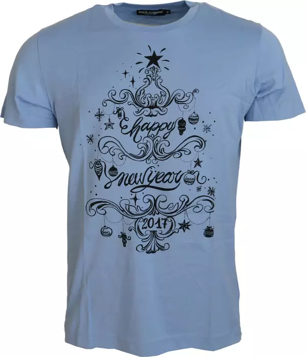Light Blue Happy New Year 2017 Cotton T-shirt