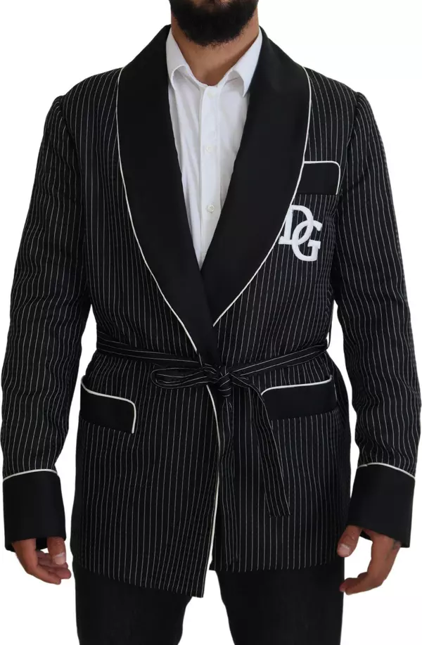 Black Robe Striped DG Patch Jacket Men Blazer