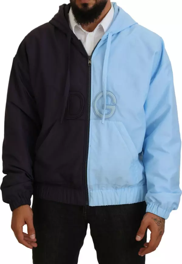 Black Blue DG Hooded Full Zip Men Jacket
