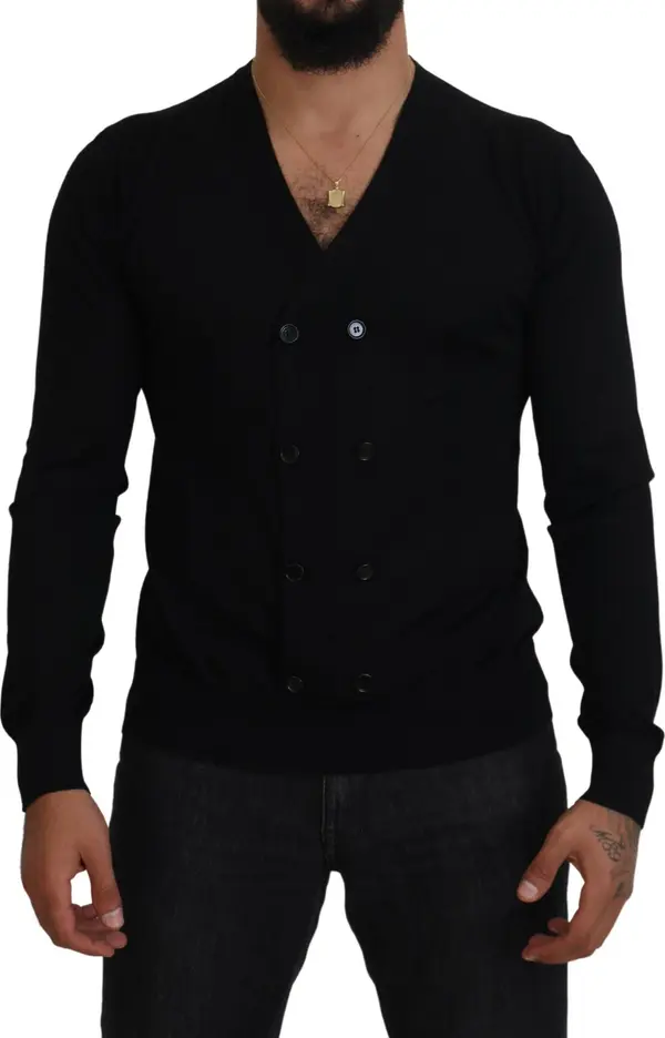 Black Cashmere Button Down Cardigan Sweater