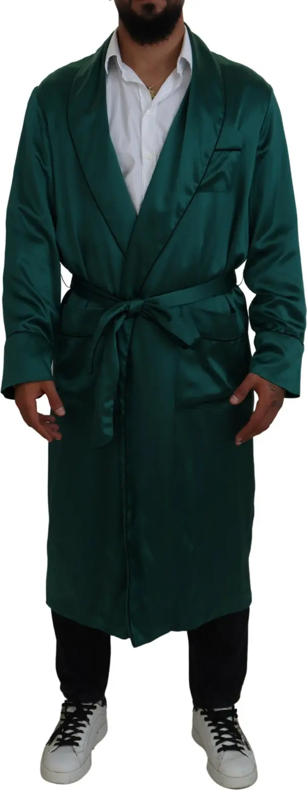 Green Silk Waist Belt Robe Sleepwear