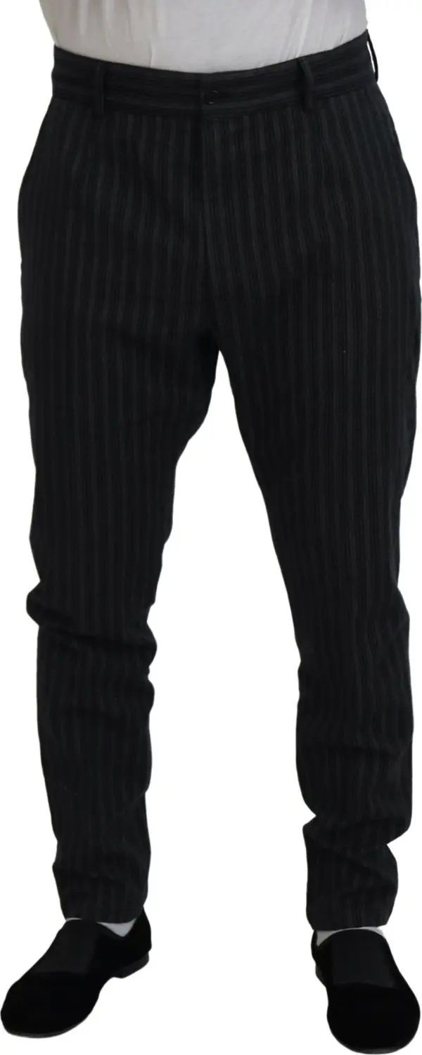 Dark Gray Stripes Chino Dress Pants