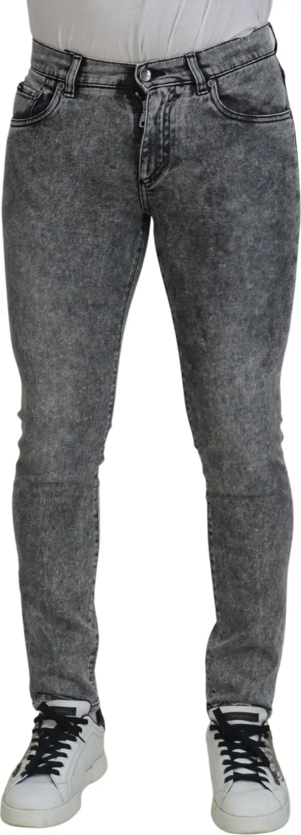 Grey Washed Cotton Slim Fit Men Denim Jeans