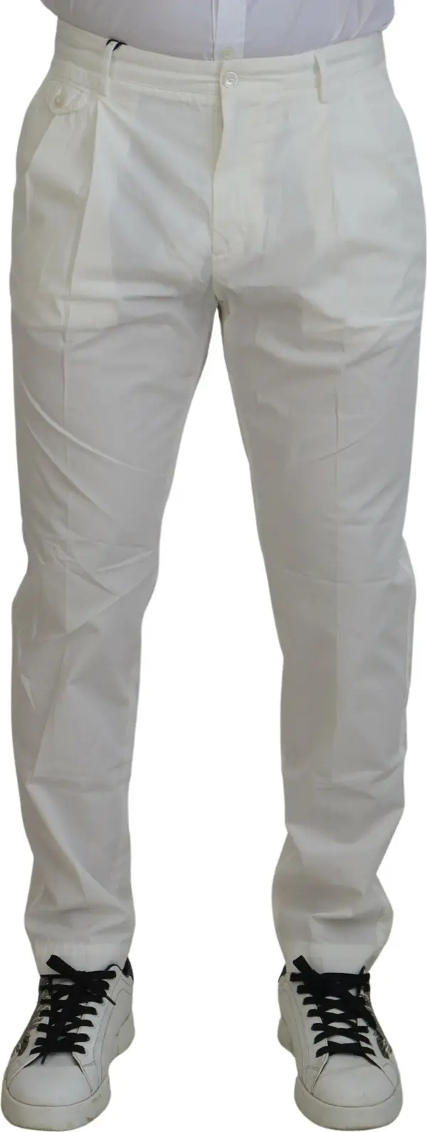 White Cotton Skinny Chino Pants