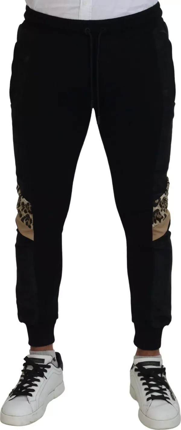 Black Polyester Skinny Jogger Men Pants