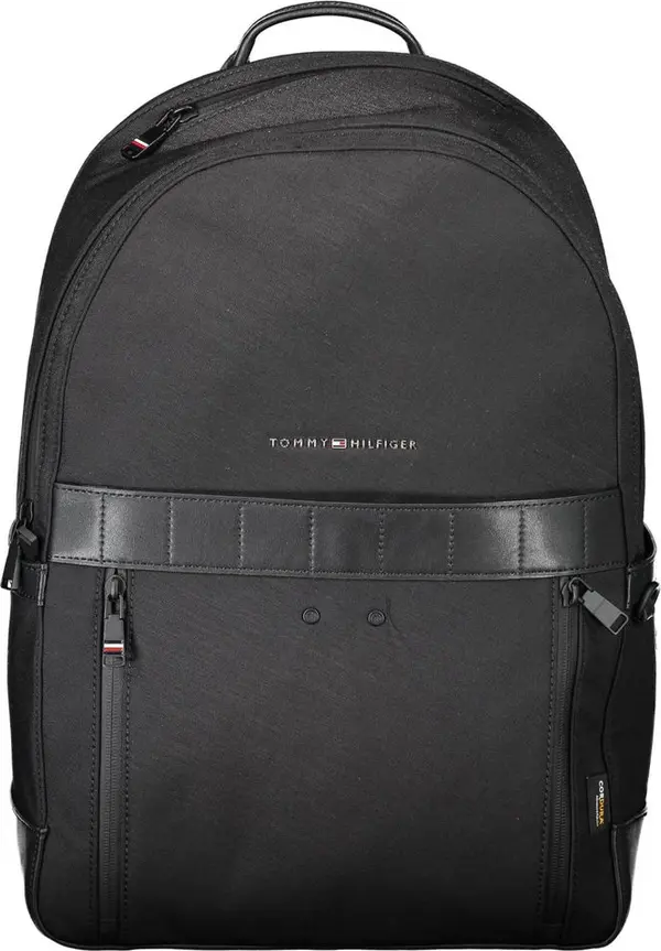 Black Nylon Men Backpack