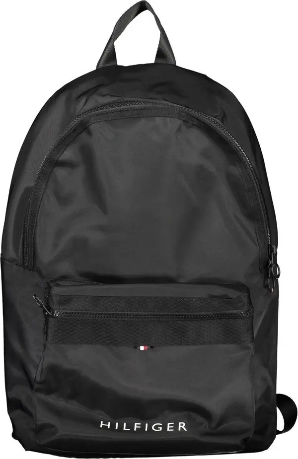 Black Polyester Men Backpack