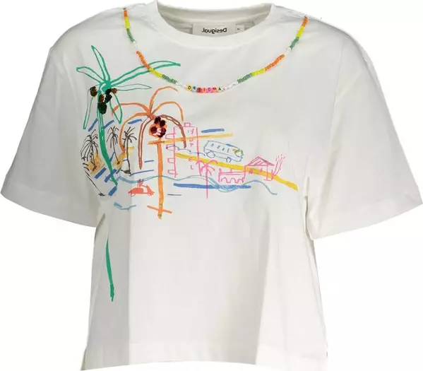 White Cotton Women T-Shirt
