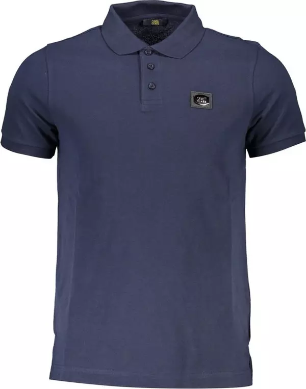 Blue Cotton Men Polo Shirt