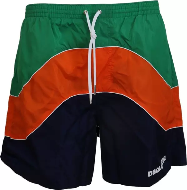 Multicolor Logo Print Men Beachwear Swimwear Short