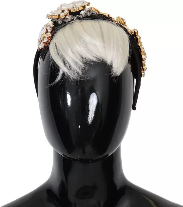 Black Crystal White Hair Parrucchiera Headband Diadem