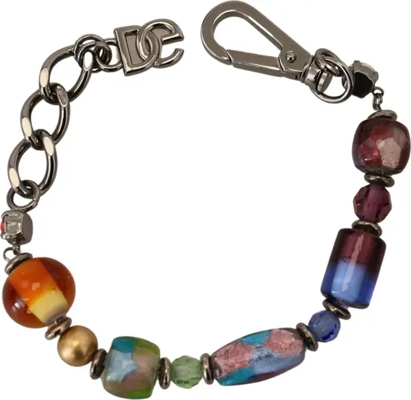 multicolor Silver Chain Brass Beaded Lobster Clasp Bracelet
