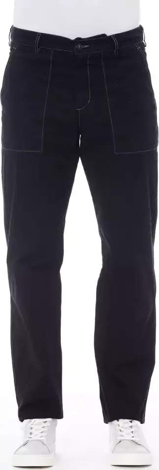 Blue Cotton Men Pant