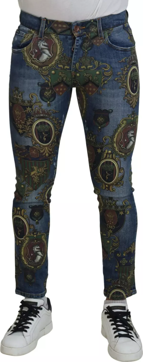 Blue Medal Print Slim Fit Cotton Jeans